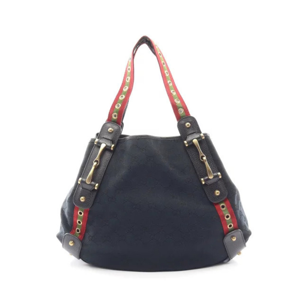 Gucci Horsebit GG Canvas Tote Bag Leather Black Red Green